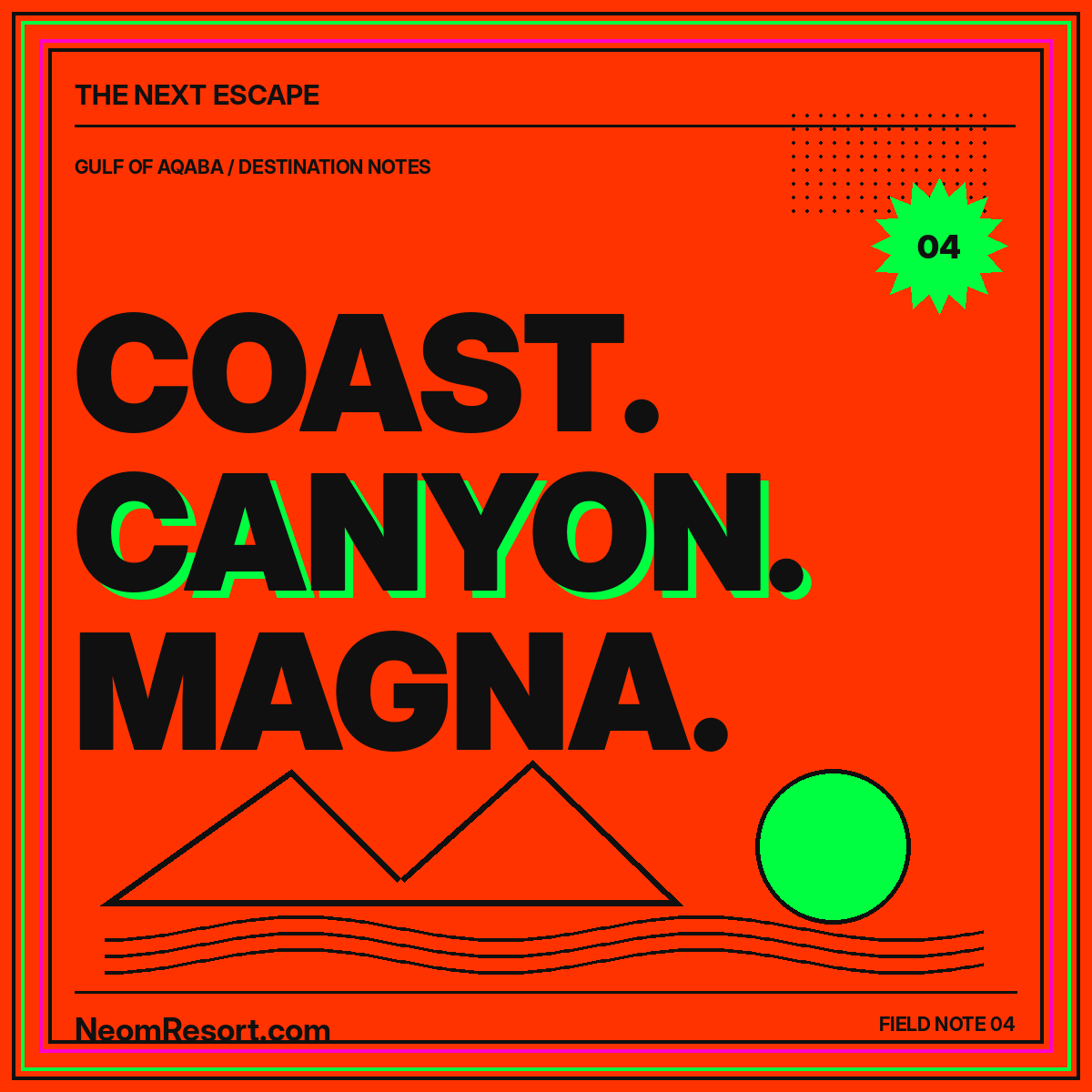 Magna neon editorial destination card