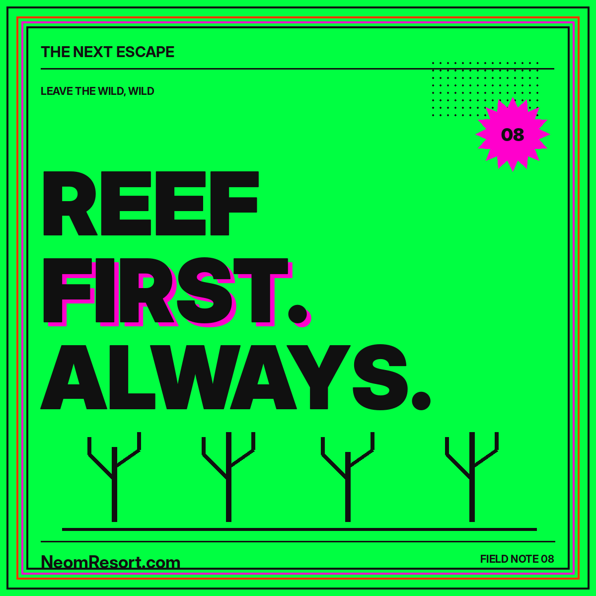 Reef First: A Responsible Red Sea Travel Checklist — neon editorial typography