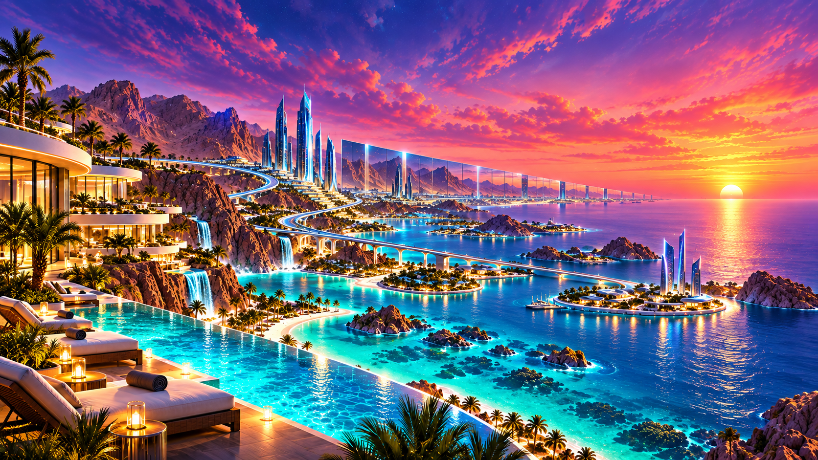 Surreal futuristic NEOM coastline